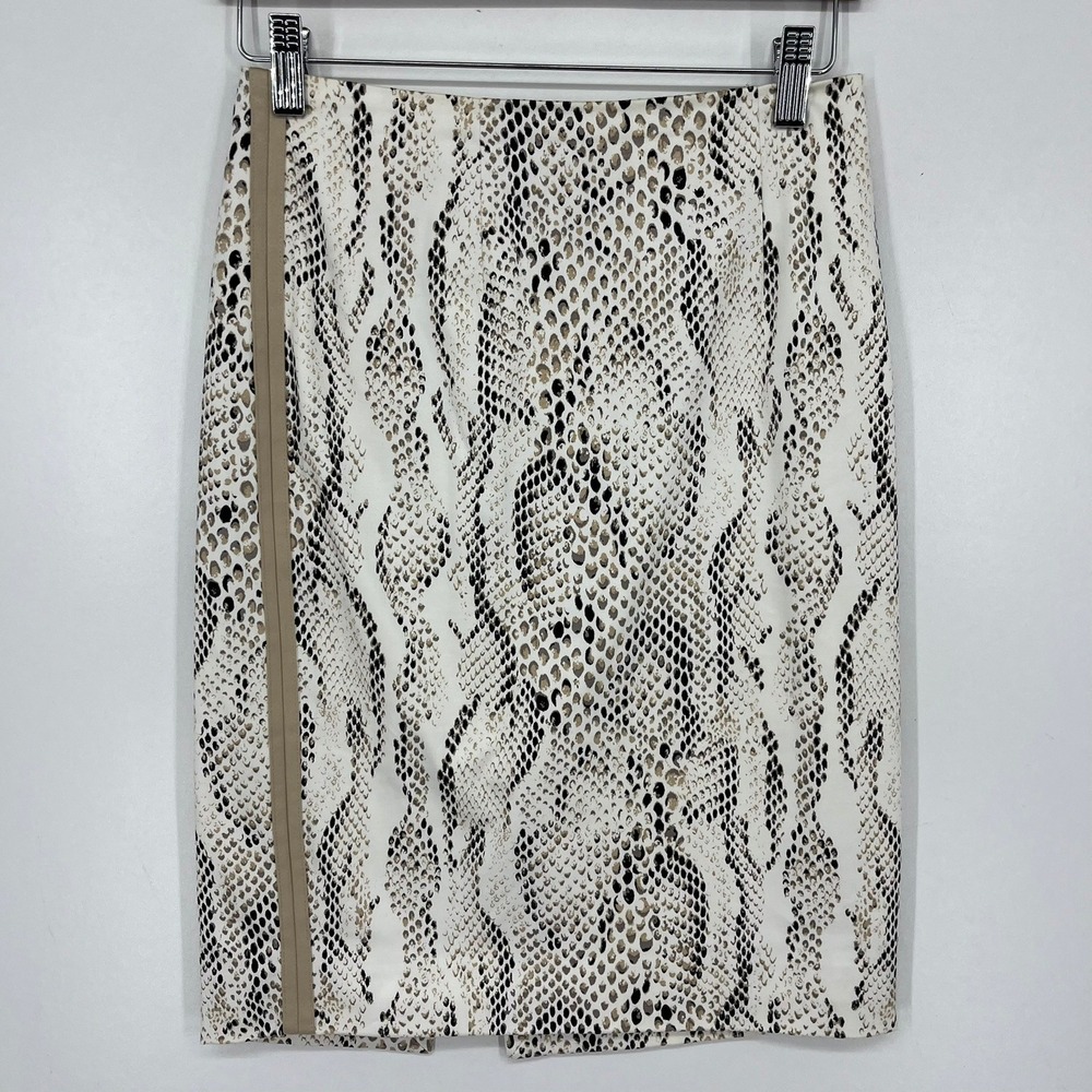 White House Black Market Snakeskin Print Pencil Skirt Neutral Size 00